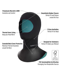 Buddyswim Neoprene Hood Trilaminate Warmth 2.5mm