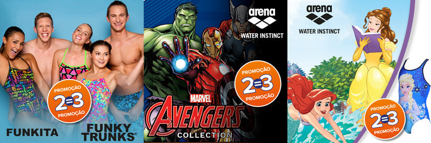 Promoção 2=3 : Funkita, Funky Trunks, Princesas e Super-Heróis Arena e mais..