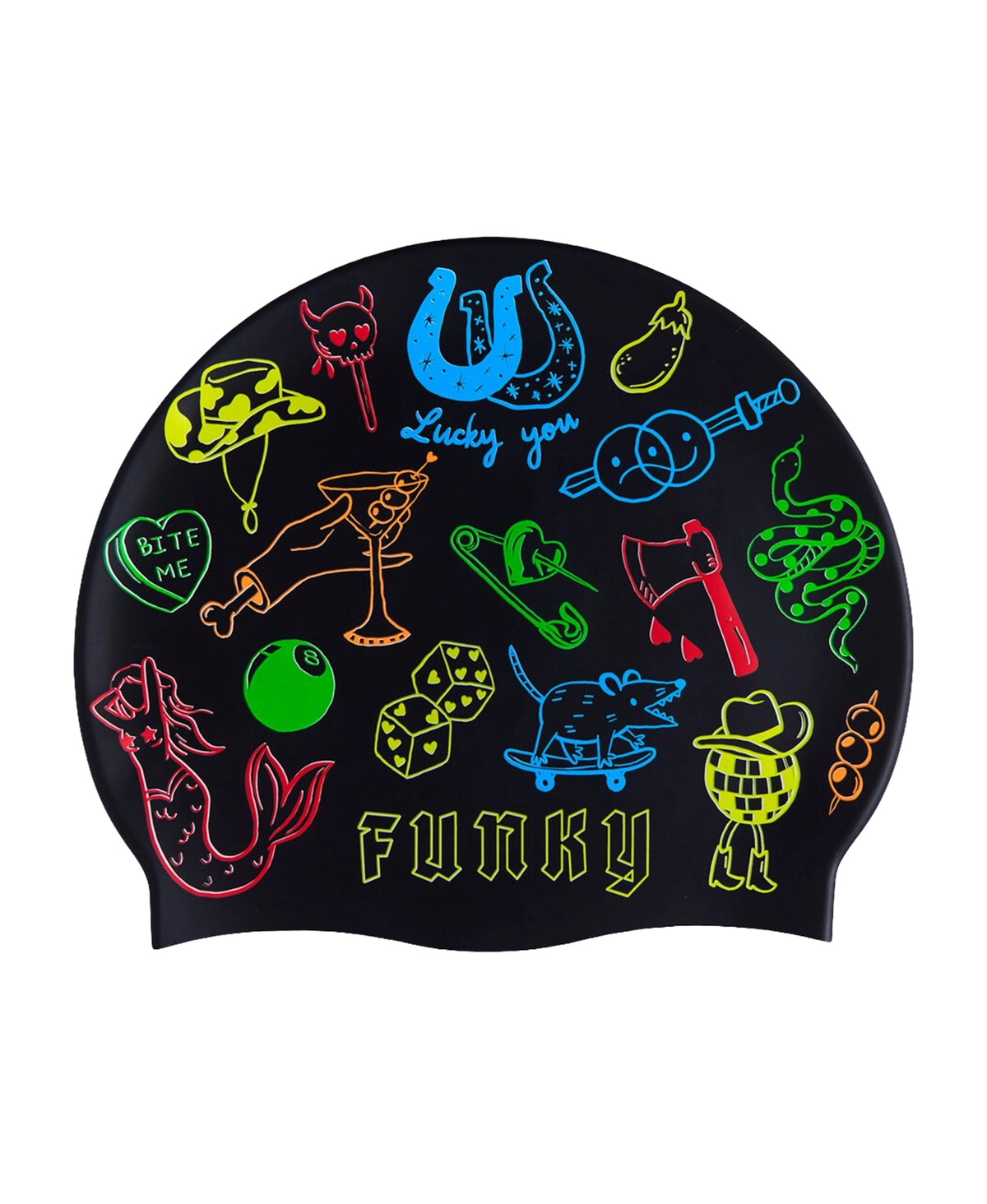 Funky Trunks Silicone Swimming Cap - Doodles