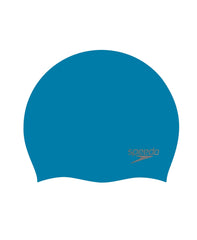 Speedo Plain Moulded Silicone Cap Blue-Chrome