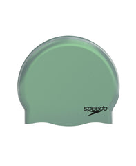 Speedo Plain Moulded Silicone Cap Iridescent Storm Green